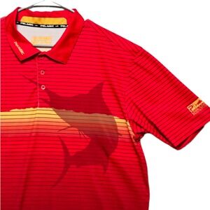 Pelagic Performance Polo Shirt Mens XXL Red Marlin Graphic UV Protection Fishing